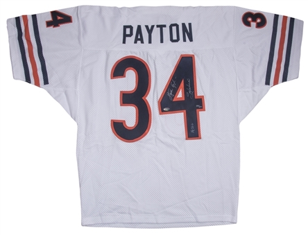 Walter Payton Signed & Inscribed Chicago Bears White Road Jersey (Steiner)